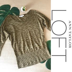 Ann Taylor Loft 3/4 Sleeve Heather Olive Sweater